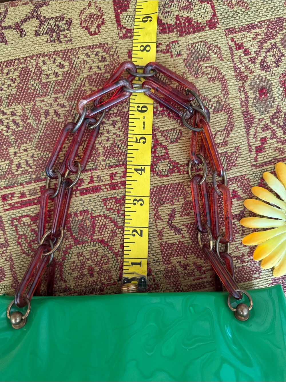 👛 RARE + Vintage; Kelly Green 50’s/60’s Vinyl Purse w/Coca Cola Colored Handles! - Picture 13 of 14